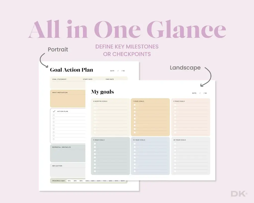 Goal Setting Planner Printable Goal Orientation Planner Yearly Goal Work Business Tracker Life Goal Spreadsheet Work Planner Productivity
